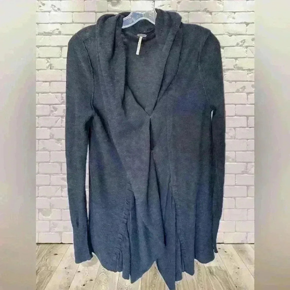 Free People Cardigan Size M Blue Snap Oversized‎ Long Sleeve Layering Sweater - Picture 1 of 4